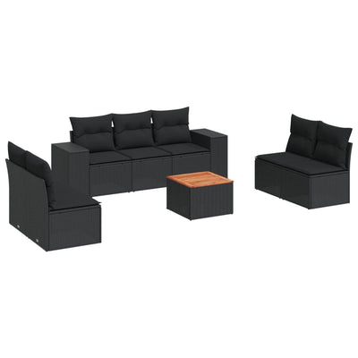 8 Piece Garden Sofa Set with Cushions Black Poly Rattan Payday Deals