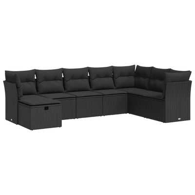 8 Piece Garden Sofa Set with Cushions Black Poly Rattan Payday Deals