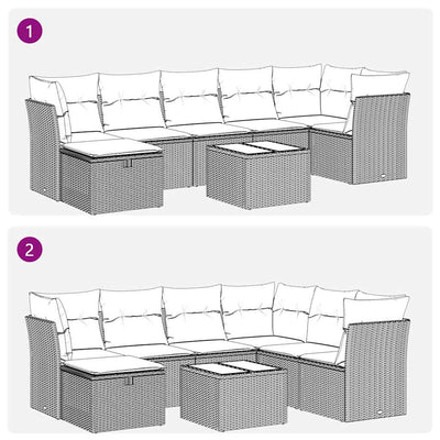 8 Piece Garden Sofa Set with Cushions Black Poly Rattan Payday Deals