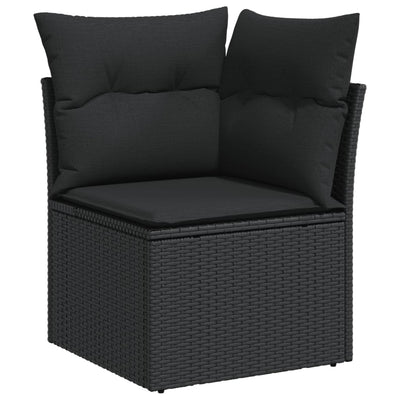 8 Piece Garden Sofa Set with Cushions Black Poly Rattan Payday Deals