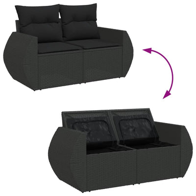 8 Piece Garden Sofa Set with Cushions Black Poly Rattan Payday Deals