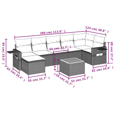 8 Piece Garden Sofa Set with Cushions Grey Poly Rattan Payday Deals