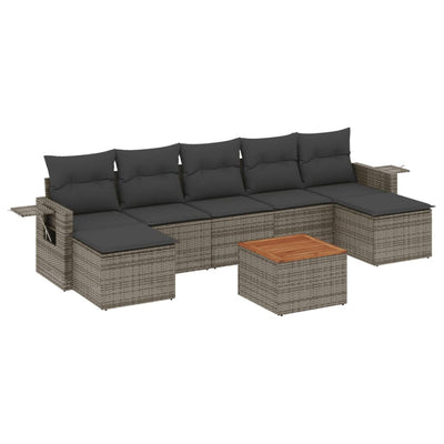 8 Piece Garden Sofa Set with Cushions Grey Poly Rattan Payday Deals