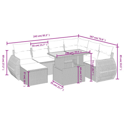 8 Piece Garden Sofa Set with Cushions Grey Poly Rattan Payday Deals