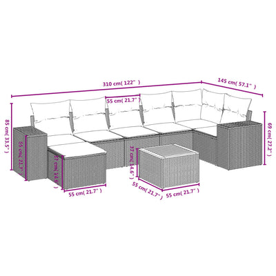 8 Piece Garden Sofa Set with Cushions Grey Poly Rattan Payday Deals