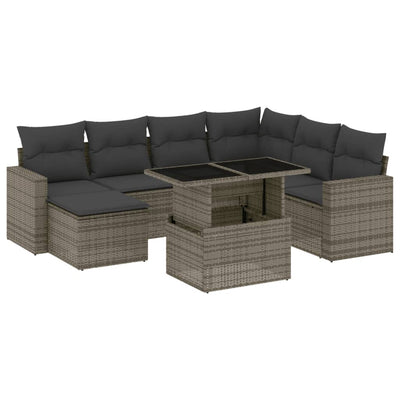 8 Piece Garden Sofa Set with Cushions Grey Poly Rattan Payday Deals
