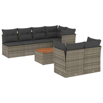 8 Piece Garden Sofa Set with Cushions Grey Poly Rattan Payday Deals