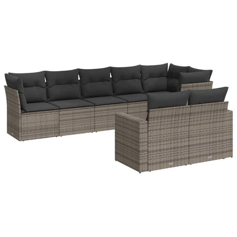 8 Piece Garden Sofa Set with Cushions Grey Poly Rattan Payday Deals