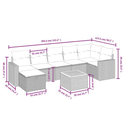 8 Piece Garden Sofa Set with Cushions Grey Poly Rattan Payday Deals