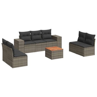 8 Piece Garden Sofa Set with Cushions Grey Poly Rattan Payday Deals