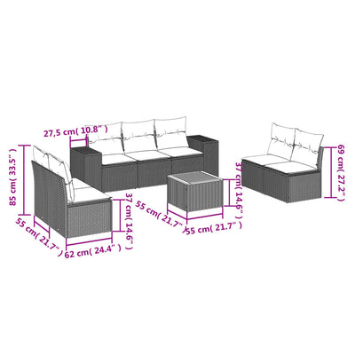 8 Piece Garden Sofa Set with Cushions Grey Poly Rattan Payday Deals