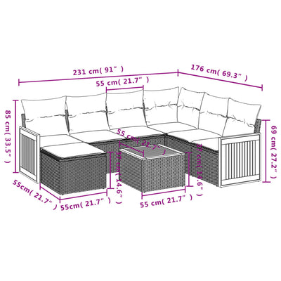 8 Piece Garden Sofa Set with Cushions Grey Poly Rattan Payday Deals