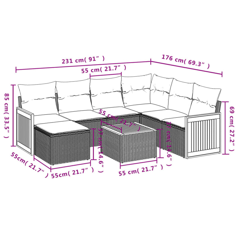 8 Piece Garden Sofa Set with Cushions Grey Poly Rattan Payday Deals