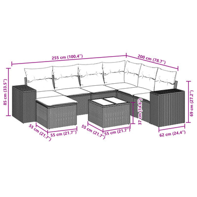 8 Piece Garden Sofa Set with Cushions Grey Poly Rattan Payday Deals