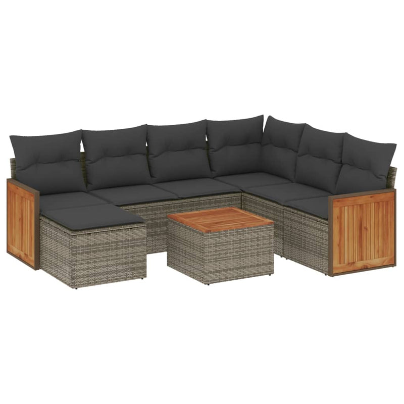 8 Piece Garden Sofa Set with Cushions Grey Poly Rattan Payday Deals