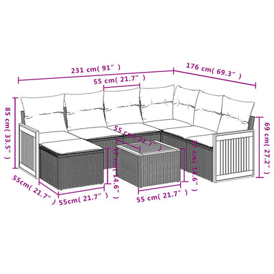 8 Piece Garden Sofa Set with Cushions Grey Poly Rattan Payday Deals