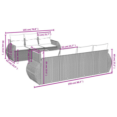 8 Piece Garden Sofa Set with Cushions Grey Poly Rattan Payday Deals