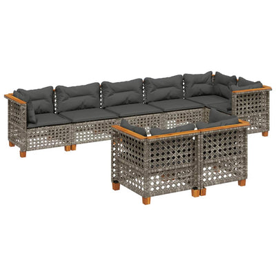 8 Piece Garden Sofa Set with Cushions Grey Poly Rattan Payday Deals
