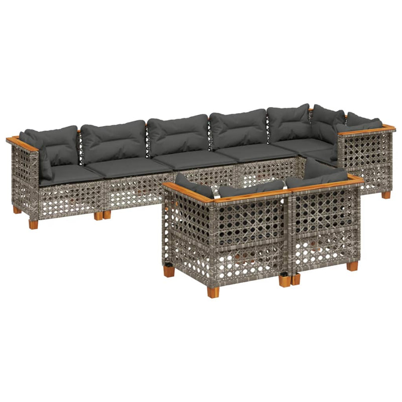 8 Piece Garden Sofa Set with Cushions Grey Poly Rattan Payday Deals
