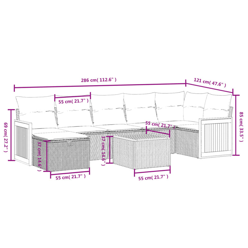 8 Piece Garden Sofa Set with Cushions Grey Poly Rattan Payday Deals