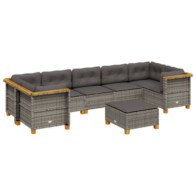 8 Piece Garden Sofa Set with Cushions Grey Poly Rattan Payday Deals