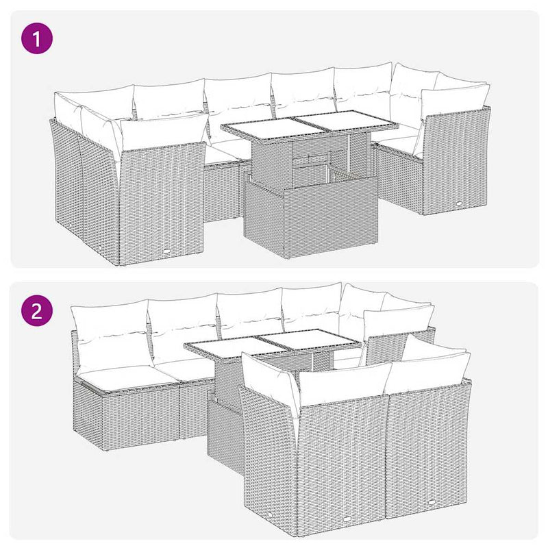 8 Piece Garden Sofa Set with Cushions Grey Poly Rattan Payday Deals