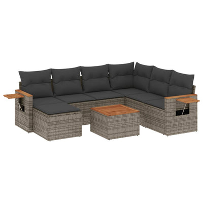 8 Piece Garden Sofa Set with Cushions Grey Poly Rattan Payday Deals