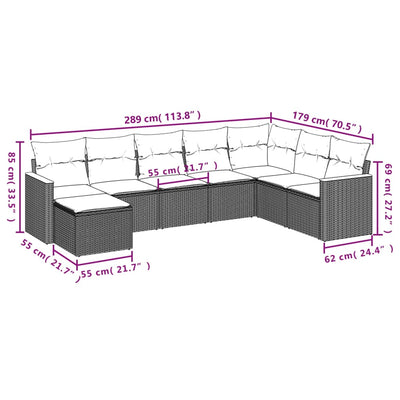 8 Piece Garden Sofa Set with Cushions Grey Poly Rattan Payday Deals