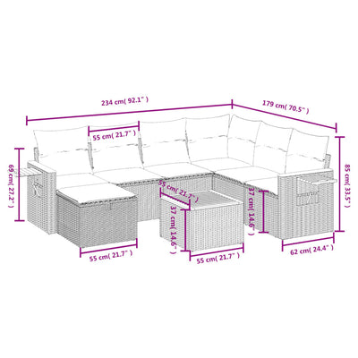 8 Piece Garden Sofa Set with Cushions Grey Poly Rattan Payday Deals