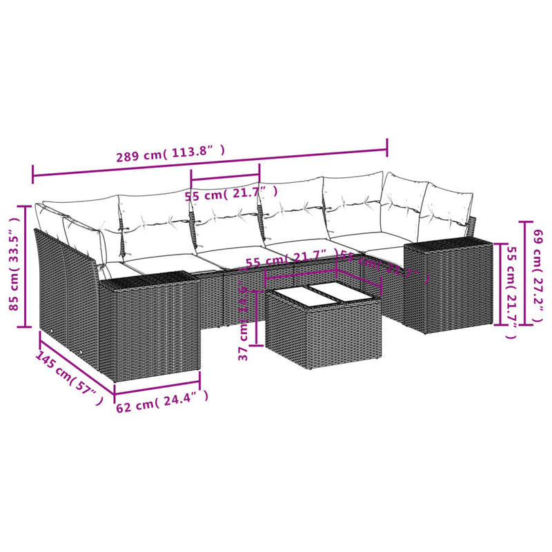 8 Piece Garden Sofa Set with Cushions Grey Poly Rattan Payday Deals