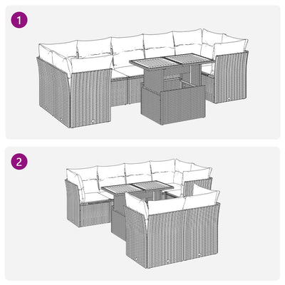 8 Piece Garden Sofa Set with Cushions Grey Poly Rattan Payday Deals