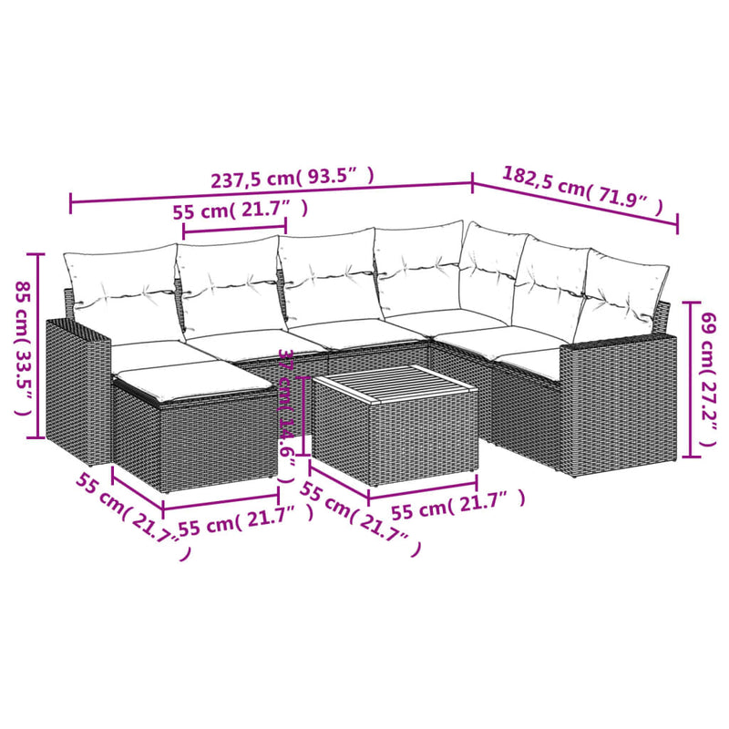 8 Piece Garden Sofa Set with Cushions Grey Poly Rattan Payday Deals