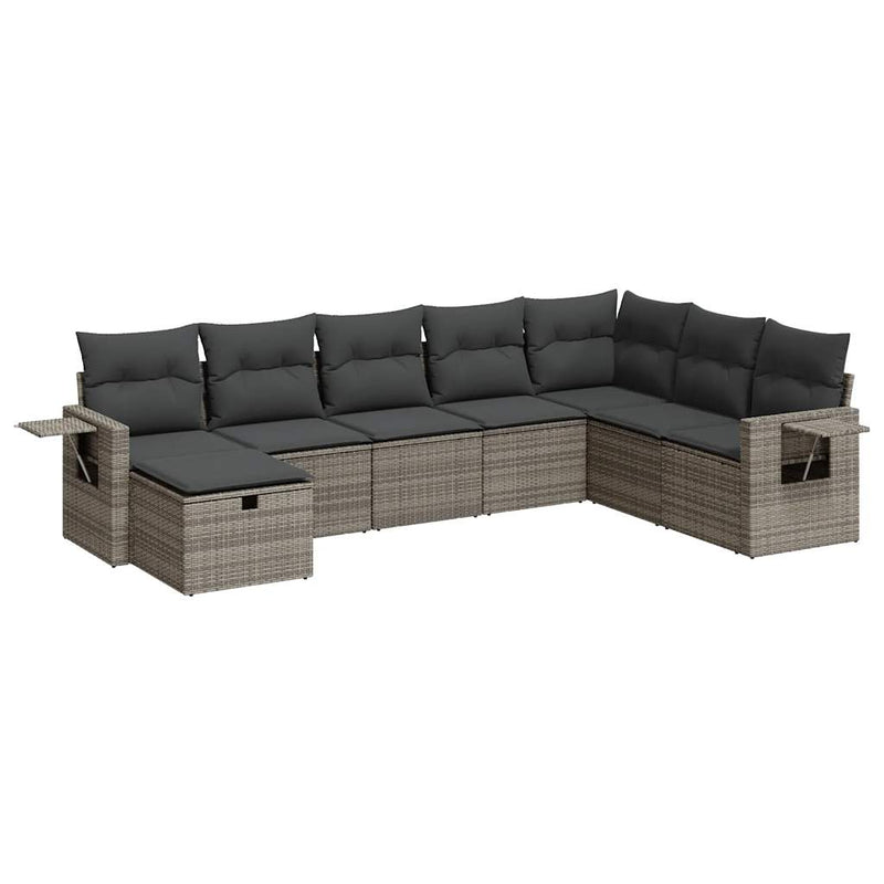 8 Piece Garden Sofa Set with Cushions Grey Poly Rattan Payday Deals