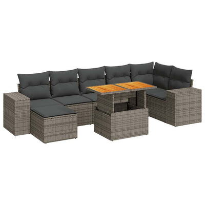 8 Piece Garden Sofa Set with Cushions Grey Poly Rattan Payday Deals
