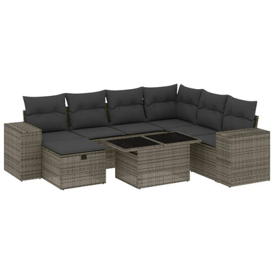 8 Piece Garden Sofa Set with Cushions Grey Poly Rattan Payday Deals