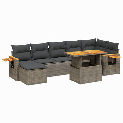 8 Piece Garden Sofa Set with Cushions Grey Poly Rattan Payday Deals