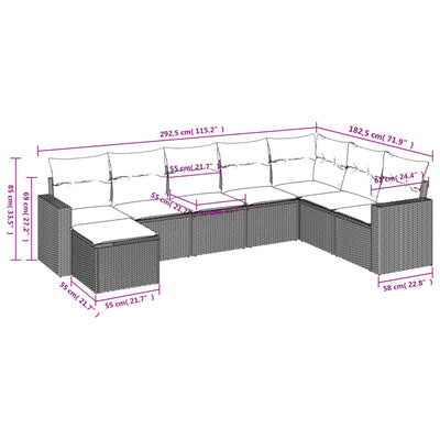 8 Piece Garden Sofa Set with Cushions Grey Poly Rattan Payday Deals