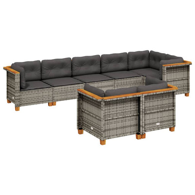 8 Piece Garden Sofa Set with Cushions Grey Poly Rattan Payday Deals
