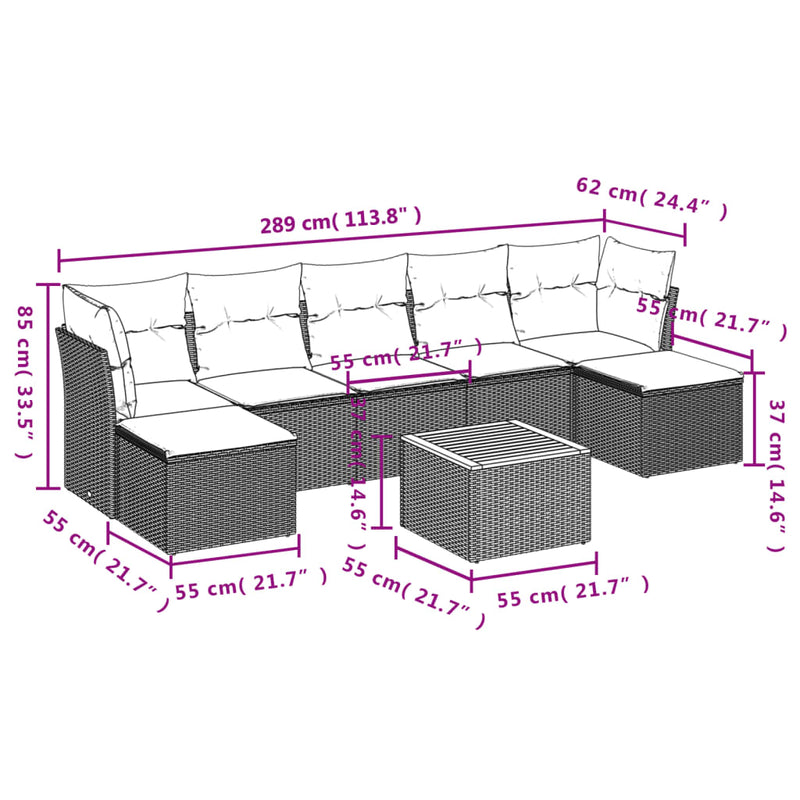 8 Piece Garden Sofa Set with Cushions Grey Poly Rattan Payday Deals
