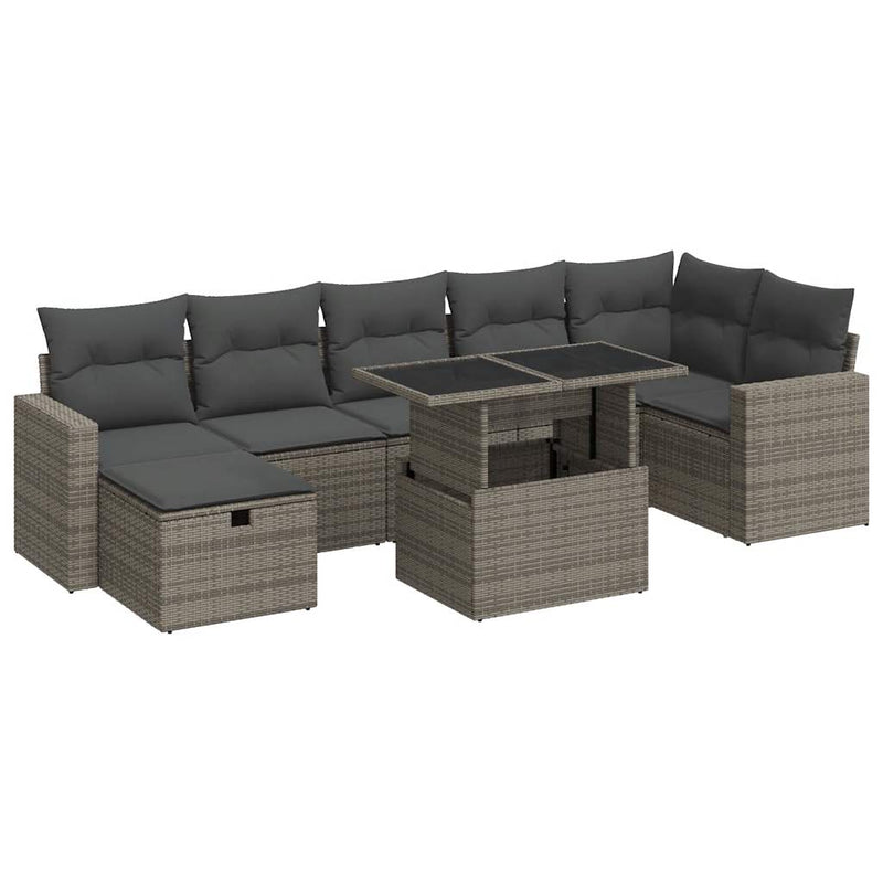 8 Piece Garden Sofa Set with Cushions Grey Poly Rattan Payday Deals