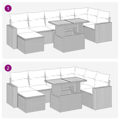 8 Piece Garden Sofa Set with Cushions Grey Poly Rattan Payday Deals