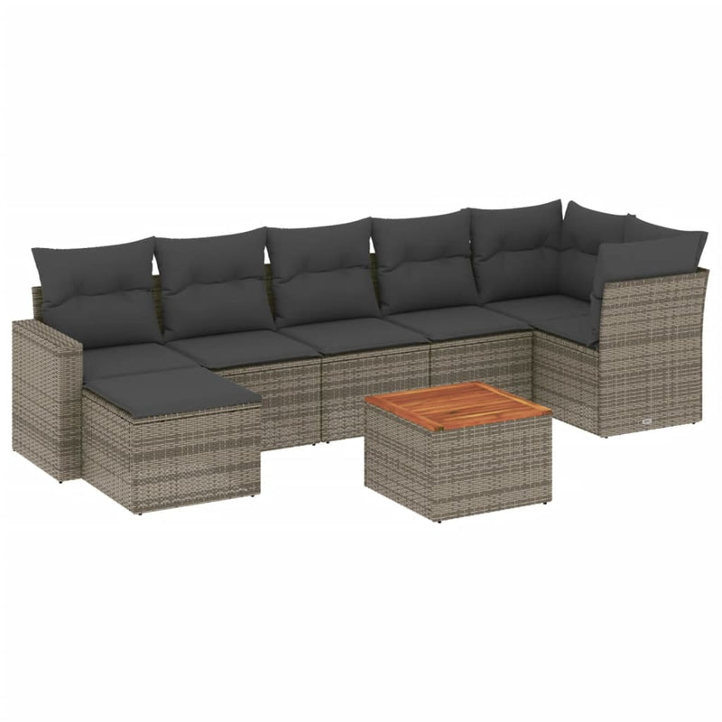 8 Piece Garden Sofa Set with Cushions Grey Poly Rattan Payday Deals