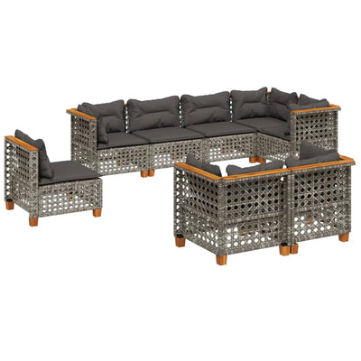 8 Piece Garden Sofa Set with Cushions Grey Poly Rattan Payday Deals