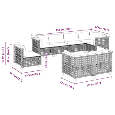 8 Piece Garden Sofa Set with Cushions Grey Poly Rattan Payday Deals