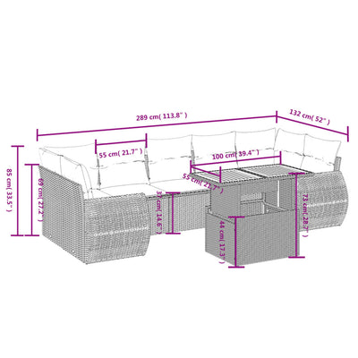 8 Piece Garden Sofa Set with Cushions Grey Poly Rattan Payday Deals