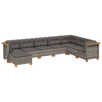 8 Piece Garden Sofa Set with Cushions Grey Poly Rattan Payday Deals