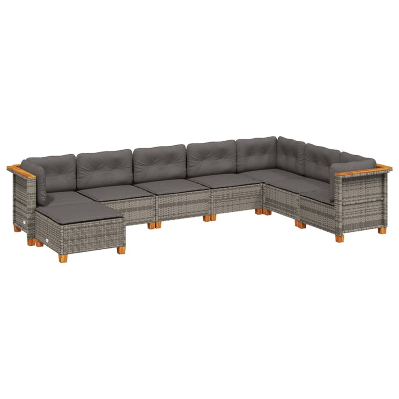 8 Piece Garden Sofa Set with Cushions Grey Poly Rattan Payday Deals