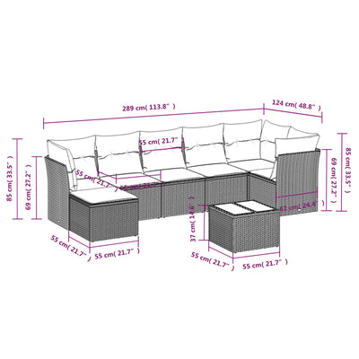 8 Piece Garden Sofa Set with Cushions Grey Poly Rattan Payday Deals
