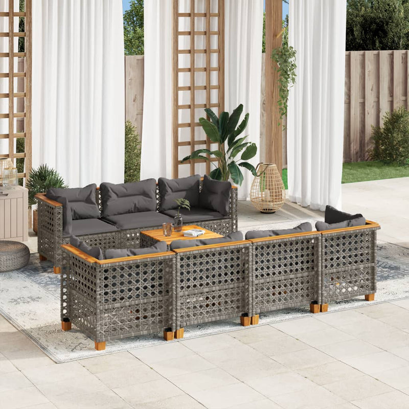 8 Piece Garden Sofa Set with Cushions Grey Poly Rattan Payday Deals