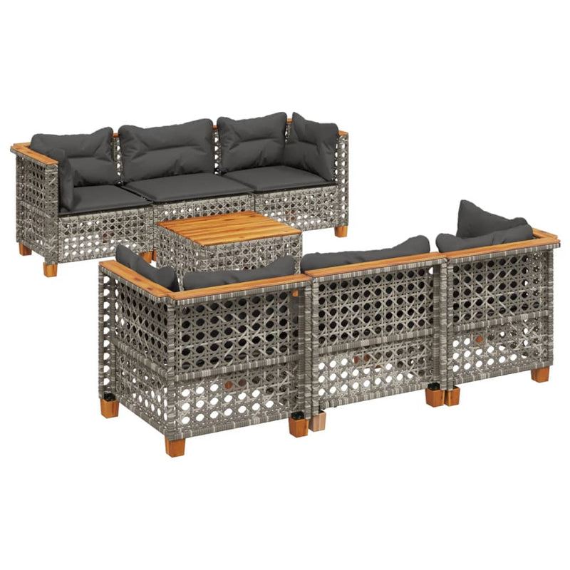 8 Piece Garden Sofa Set with Cushions Grey Poly Rattan Payday Deals